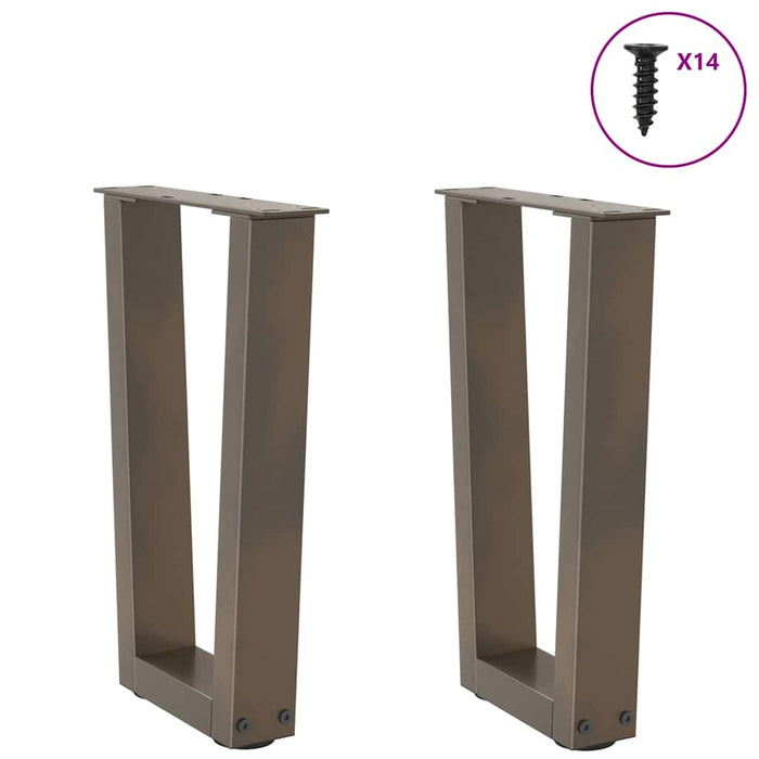 Dining Table Legs V-Shape 2 pcs Natural Steel 28x(42-43.3) cm Steel