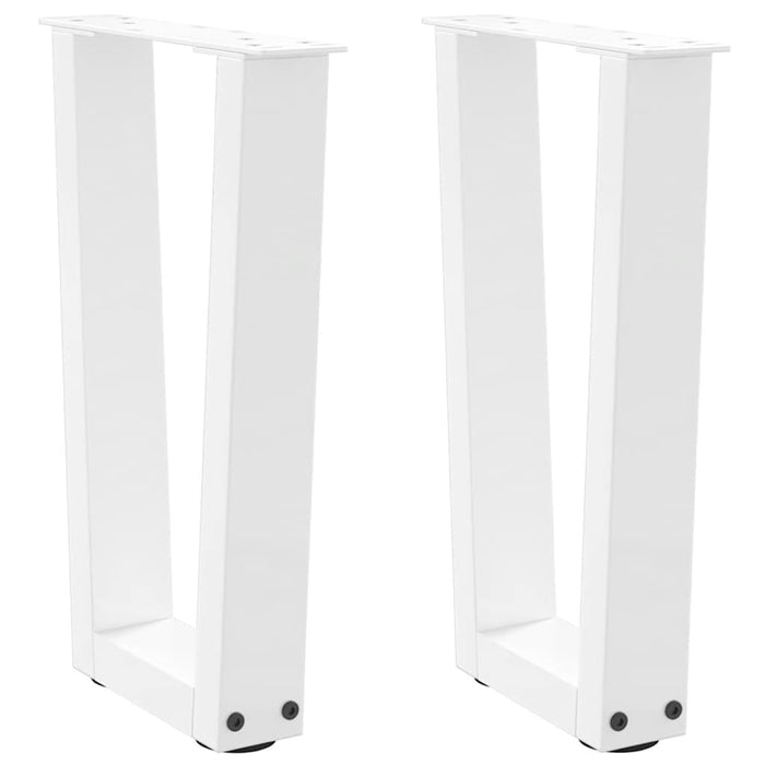 Dining Table Legs V-Shape 2 pcs White 38x(42-43.3) cm Steel