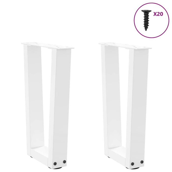 Dining Table Legs V-Shape 2 pcs White 38x(42-43.3) cm Steel