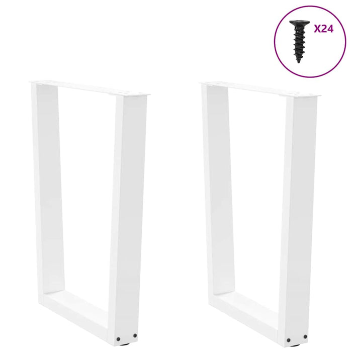 Dining Table Legs V-Shape 2 pcs White 60x(72-73.3) cm Steel