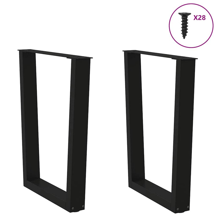 Dining Table Legs V-Shape 2 pcs Black 70x(72-73.3) cm Steel