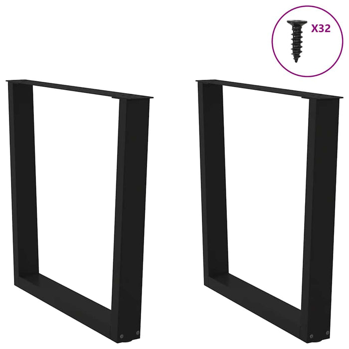 Dining Table Legs V-Shape 2 pcs Black 90x(72-73.3) cm Steel