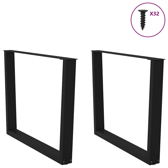 Dining Table Legs V-Shape 2 pcs Black 100x(72-73.3) cm Steel