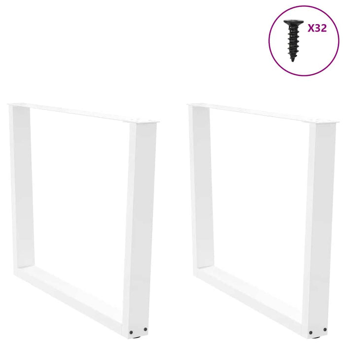 Dining Table Legs V-Shape 2 pcs White 100x(72-73.3) cm Steel