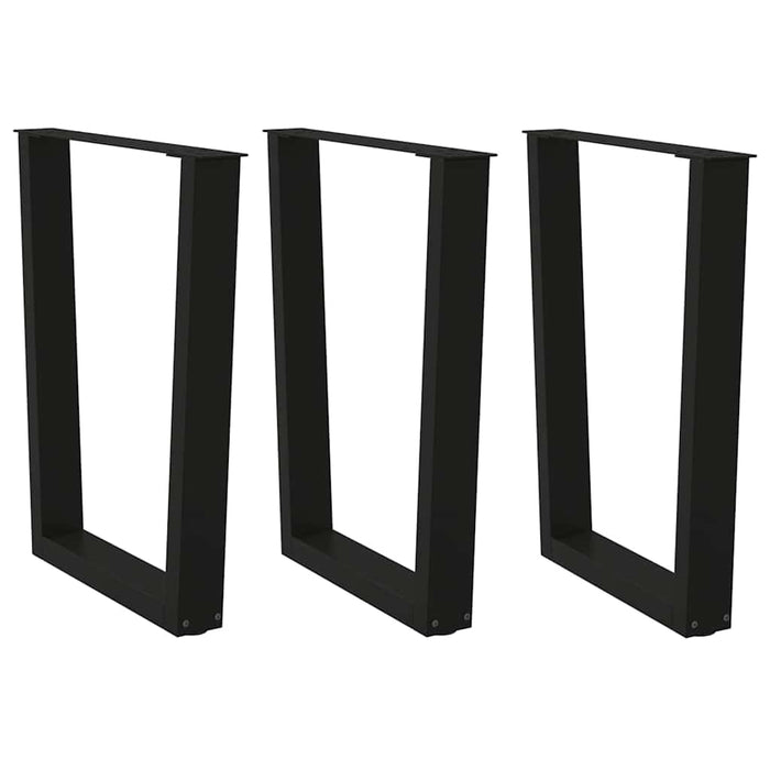 Dining Table Legs V-Shape 3 pcs Black 70x(72-73.3) cm Steel