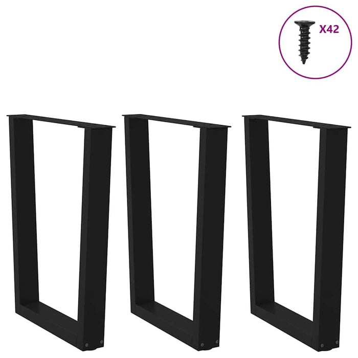 Dining Table Legs V-Shape 3 pcs Black 70x(72-73.3) cm Steel