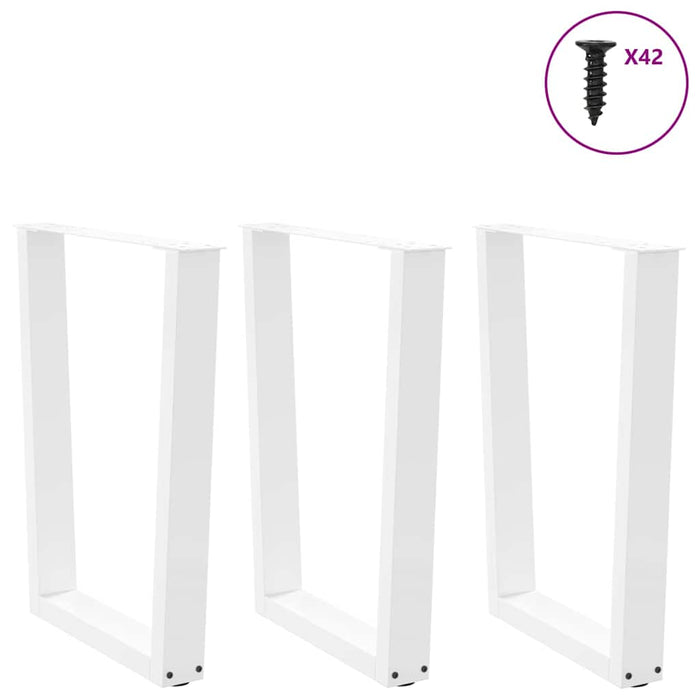 Dining Table Legs V-Shape 3 pcs White 70x(72-73.3) cm Steel