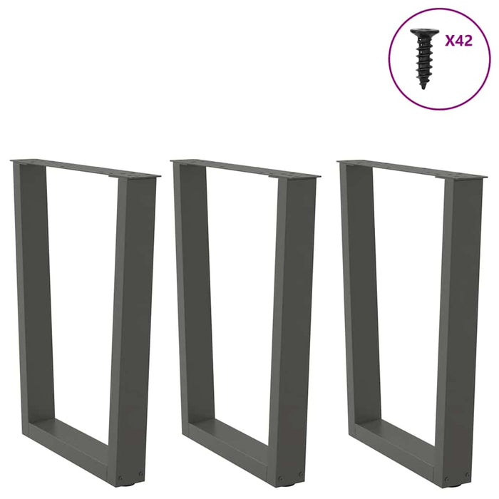 Dining Table Legs V-Shape 3 pcs Anthracite 70x(72-73.3) cm Steel