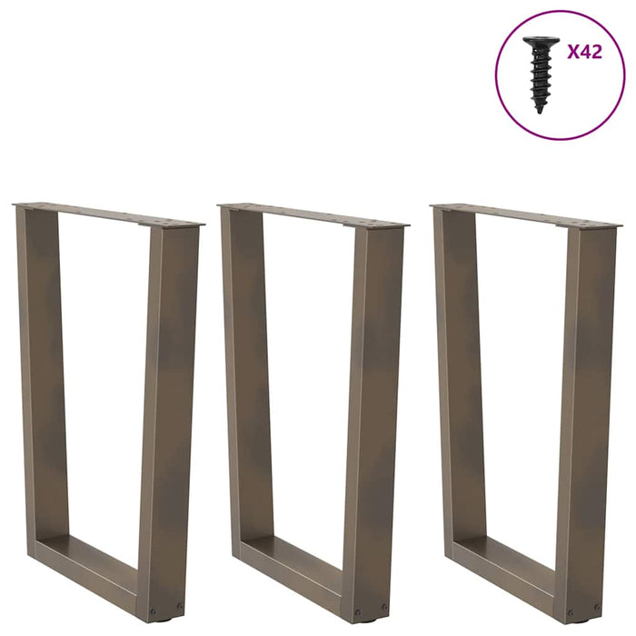 Dining Table Legs V-Shape 3 pcs Natural Steel 70x(72-73.3) cm Steel