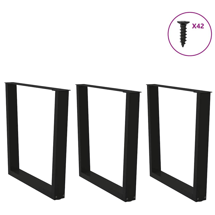 Dining Table Legs V-Shape 3 pcs Black 80x(72-73.3) cm Steel