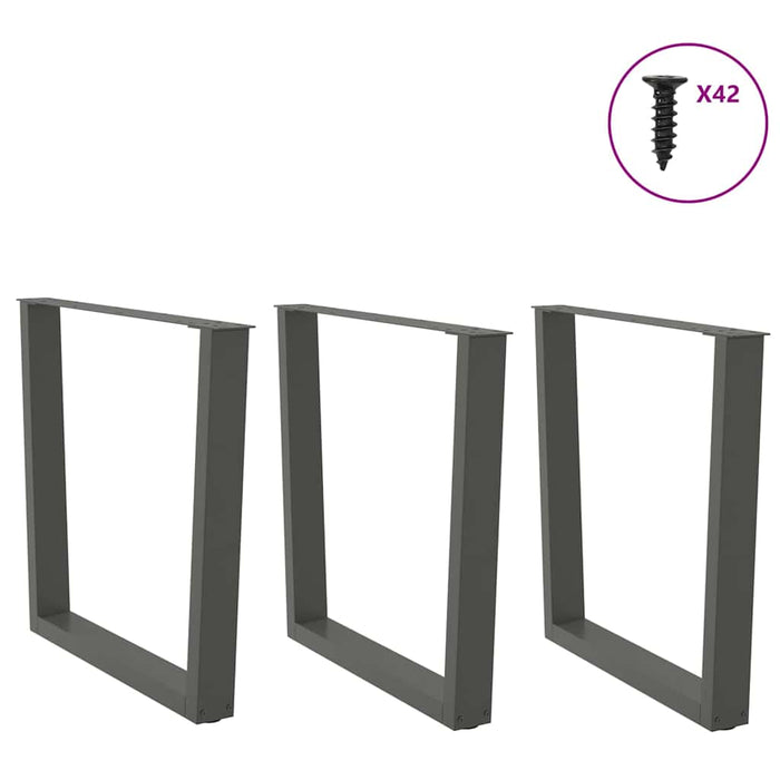 Dining Table Legs V-Shape 3 pcs Anthracite 80x(72-73.3) cm Steel