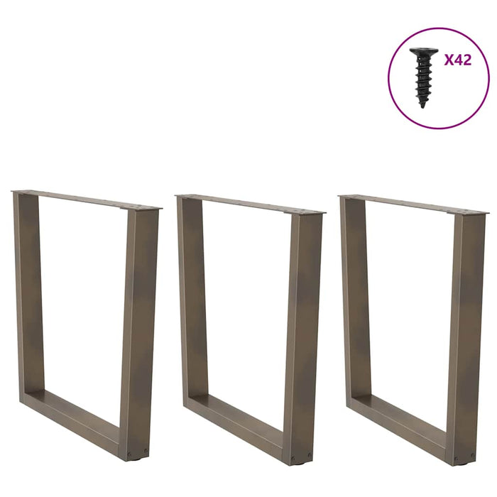 Dining Table Legs V-Shape 3 pcs Natural Steel 80x(72-73.3) cm Steel