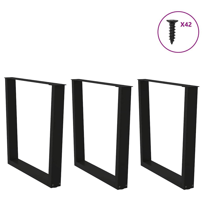 Dining Table Legs V-Shape 3 pcs Black 90x(72-73.3) cm Steel