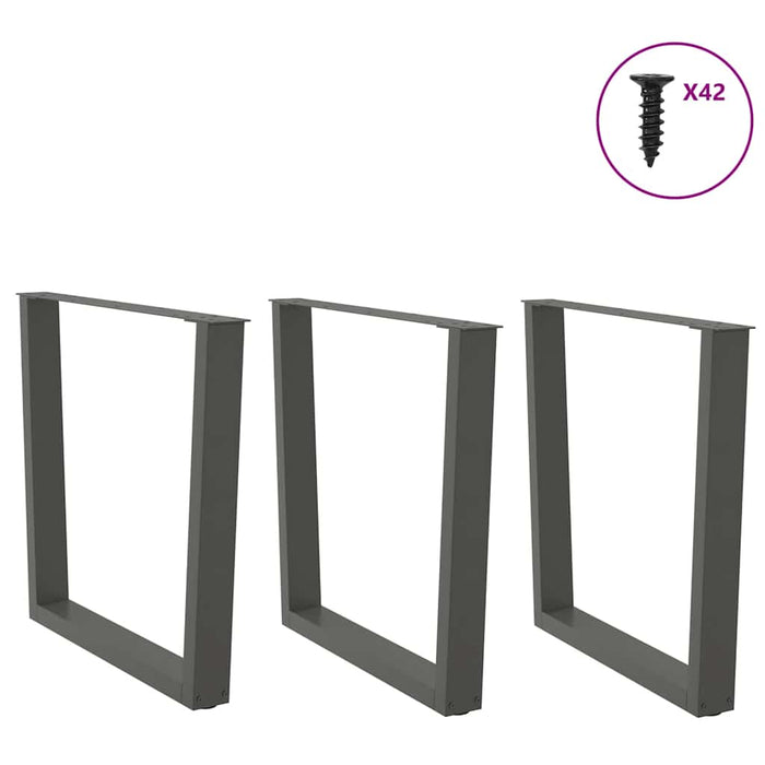 Dining Table Legs V-Shape 3 pcs Anthracite 90x(72-73.3) cm Steel