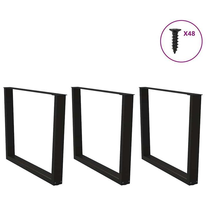 Dining Table Legs V-Shape 3 pcs Black 100x(72-73.3) cm Steel