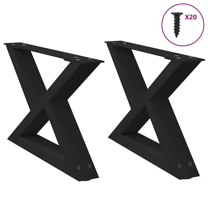 Coffee Table Legs 2 pcs Black 50x(30-31.3) cm Steel