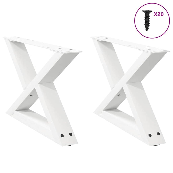 Coffee Table Legs 2 pcs White 50x(30-31.3) cm Steel