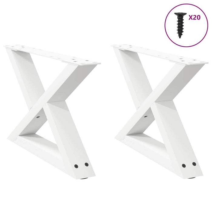 Coffee Table Legs 2 pcs White 60x(30-31.3) cm Steel