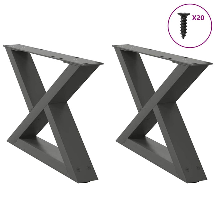 Coffee Table Legs 2 pcs Anthracite 60x(30-31.3) cm Steel