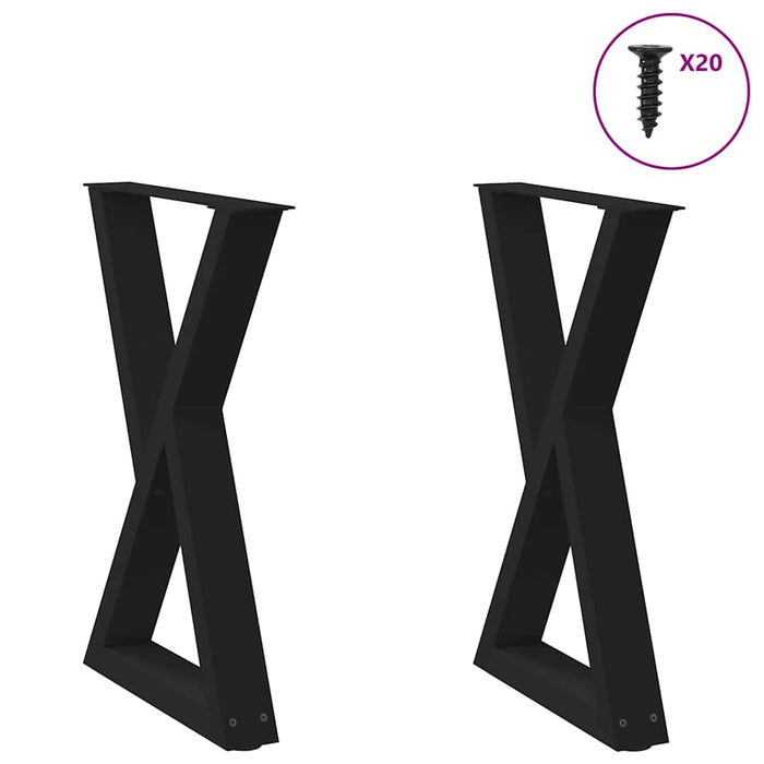 Dining Table Legs 2 pcs Black 50x(72-73.3) cm Steel