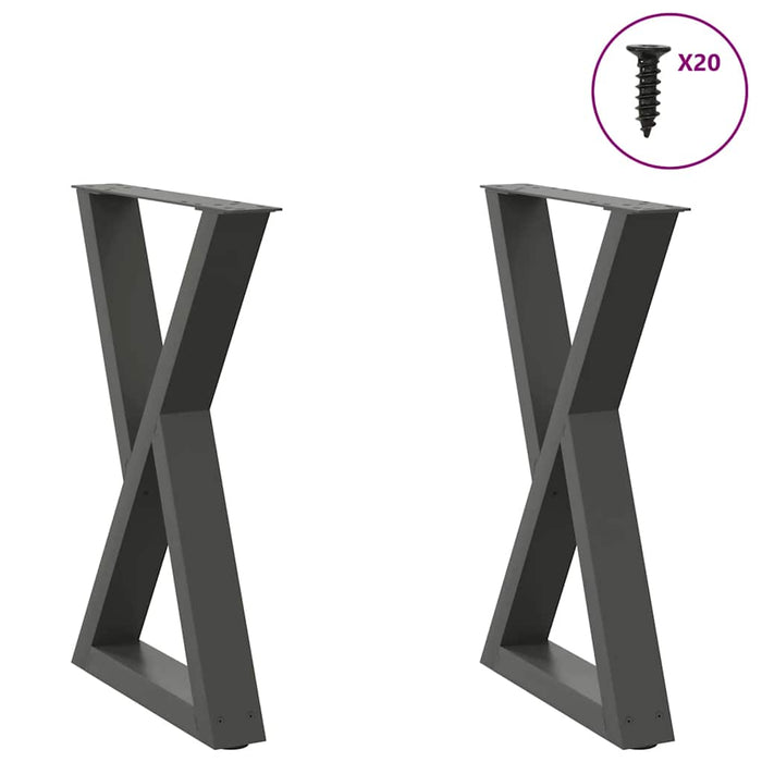 Dining Table Legs 2 pcs Anthracite 50x(72-73.3) cm Steel