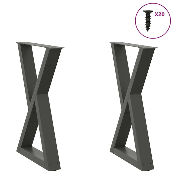 Dining Table Legs 2 pcs Anthracite 60x(72-73.3) cm Steel