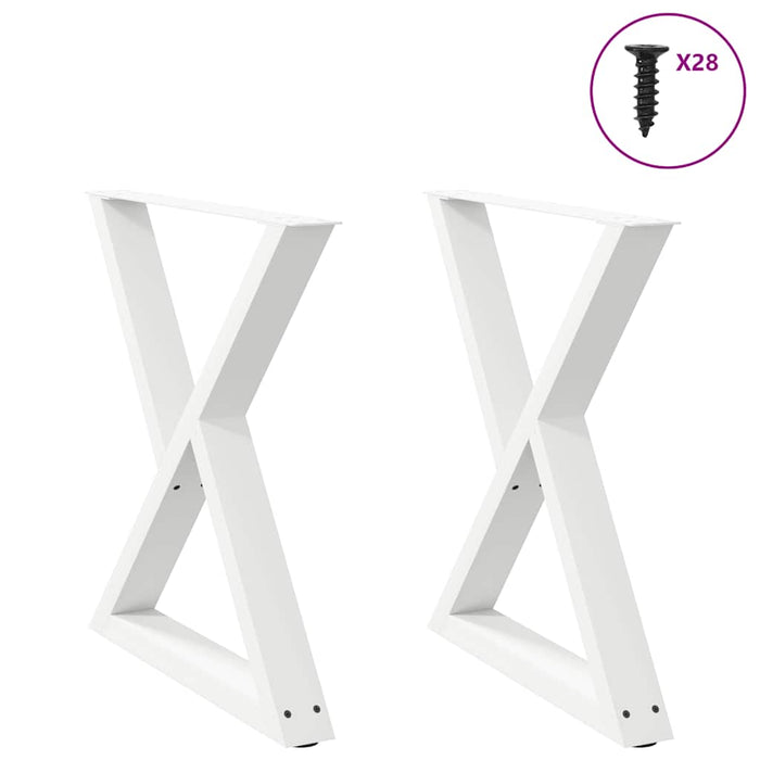 Dining Table Legs 2 pcs White 70x(72-73.3) cm Steel