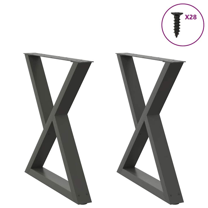 Dining Table Legs 2 pcs Anthracite 80x(72-73.3) cm Steel