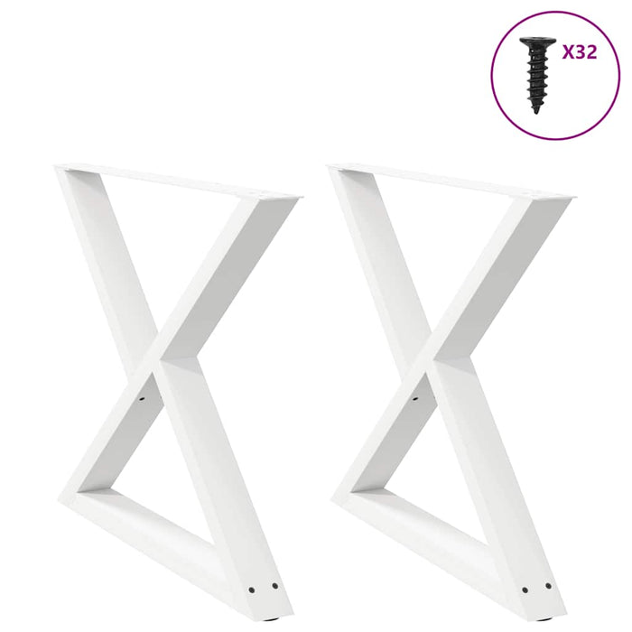 Dining Table Legs 2 pcs White 90x(72-73.3) cm Steel