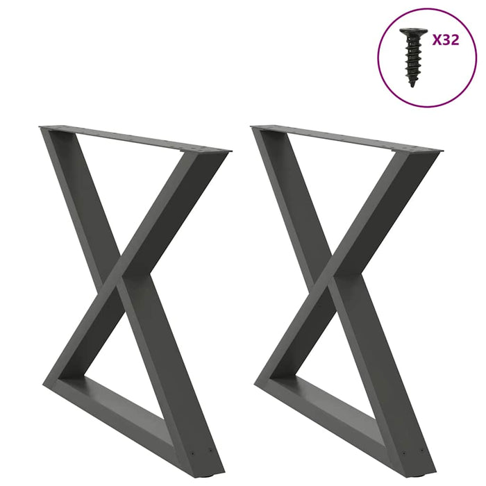 Dining Table Legs 2 pcs Anthracite 90x(72-73.3) cm Steel