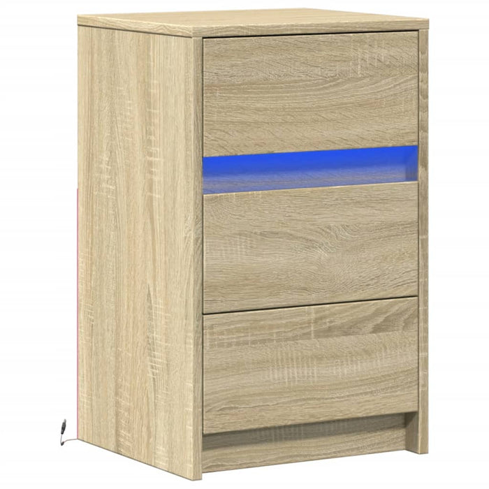 Bedside Cabinet with LED Lights Sonoma Oak Engineered Wood