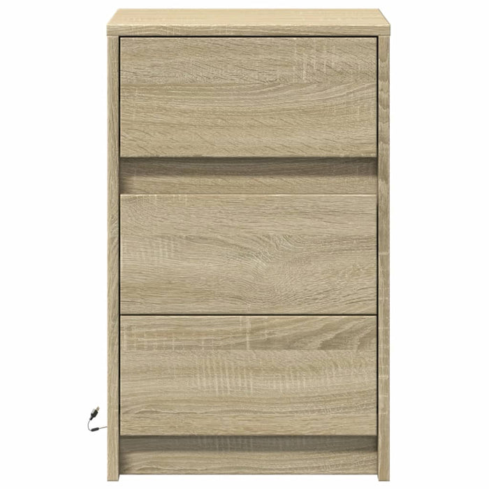 Bedside Cabinet with LED Lights Sonoma Oak Engineered Wood