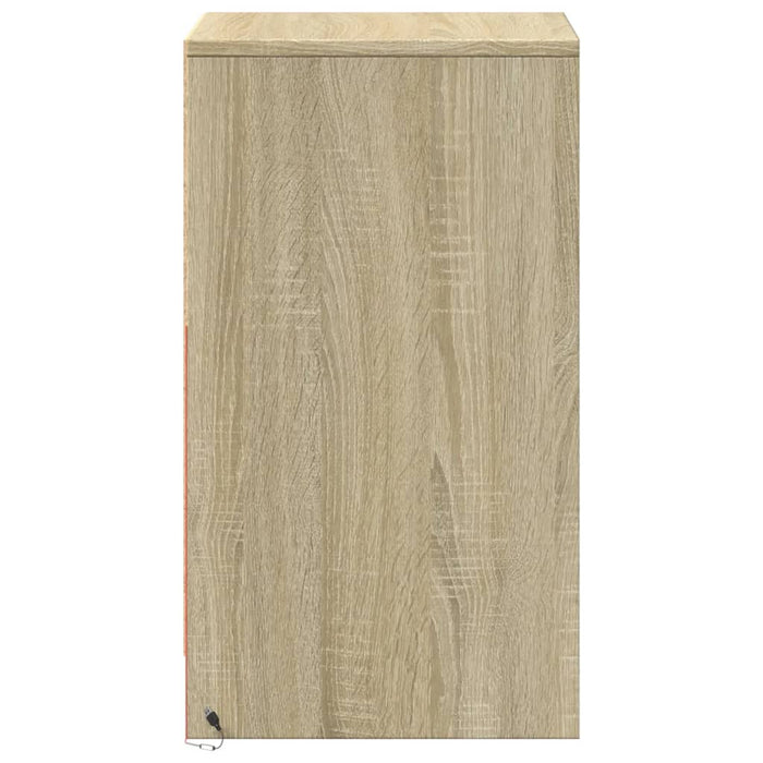 Bedside Cabinet with LED Lights Sonoma Oak Engineered Wood