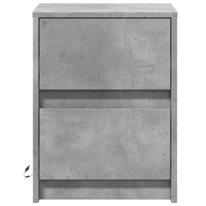 Bedside Cabinets with LED Lights 2 pcs Concrete Grey Engineered Wood