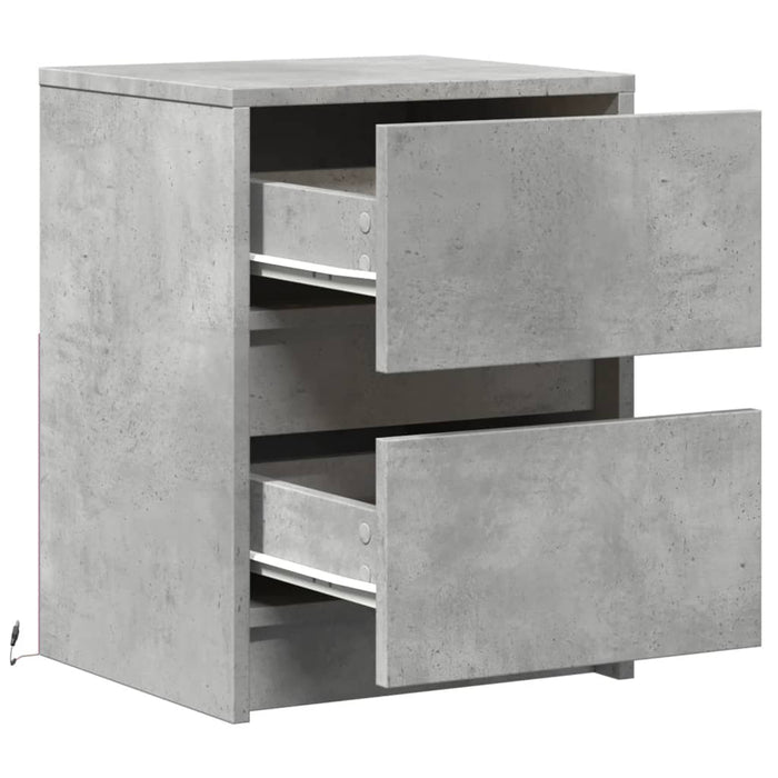 Bedside Cabinets with LED Lights 2 pcs Concrete Grey Engineered Wood