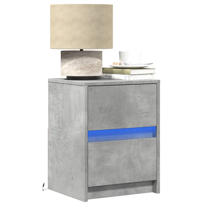 Bedside Cabinets with LED Lights 2 pcs Concrete Grey Engineered Wood