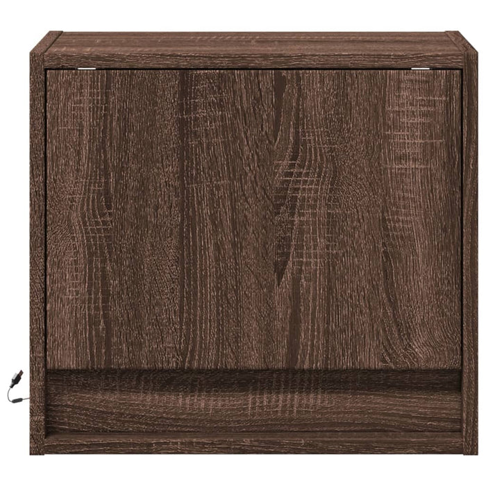 Wall-mounted Bedside Cabinets with LED Lights 2 pcs Brown Oak