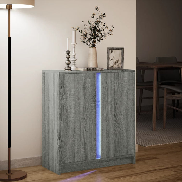 Бюфет с LED Сива Sonoma 77x34x85 cm Engineered Wood