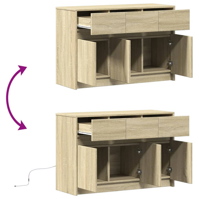 Тумба под телевизор со светодиодной подсветкой Sonoma Oak 91x34x61 см Инженерная древесина