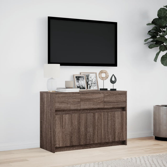 Тумба под телевизор со светодиодной подсветкой Brown Oak 91x34x61 см Инженерная древесина