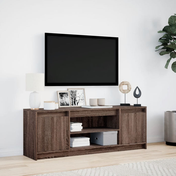 Тумба под телевизор со светодиодной подсветкой Brown Oak 139,5x34x50 см Инженерная древесина