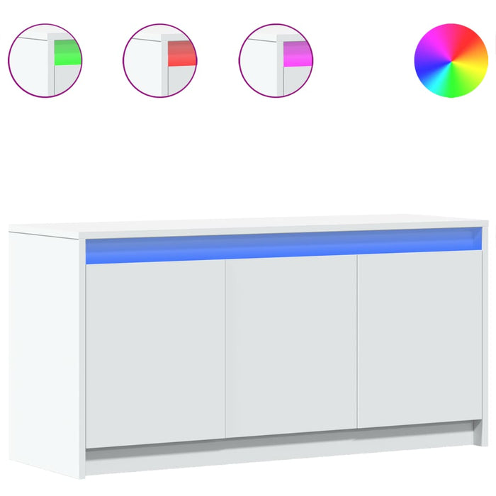 Тумба под телевизор со светодиодной подсветкой, белая, 100x34x50 см, инженерная древесина