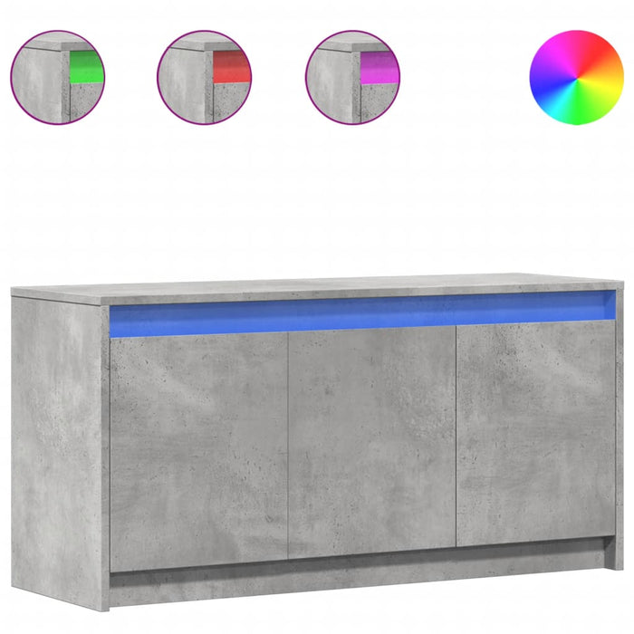 Тумба под телевизор со светодиодной подсветкой, цвет серый бетон, 100x34x50 см, инженерная древесина
