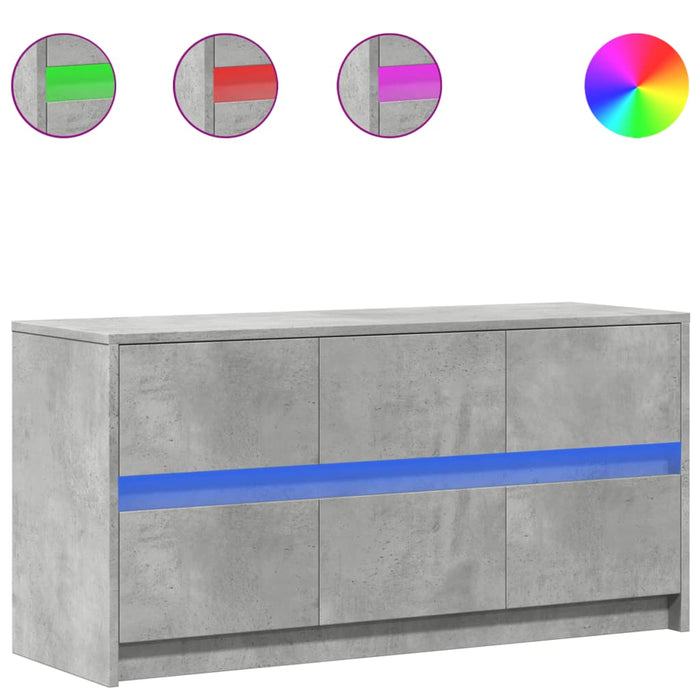 Тумба под телевизор со светодиодной подсветкой, цвет серый бетон, 100x34x50 см, инженерная древесина