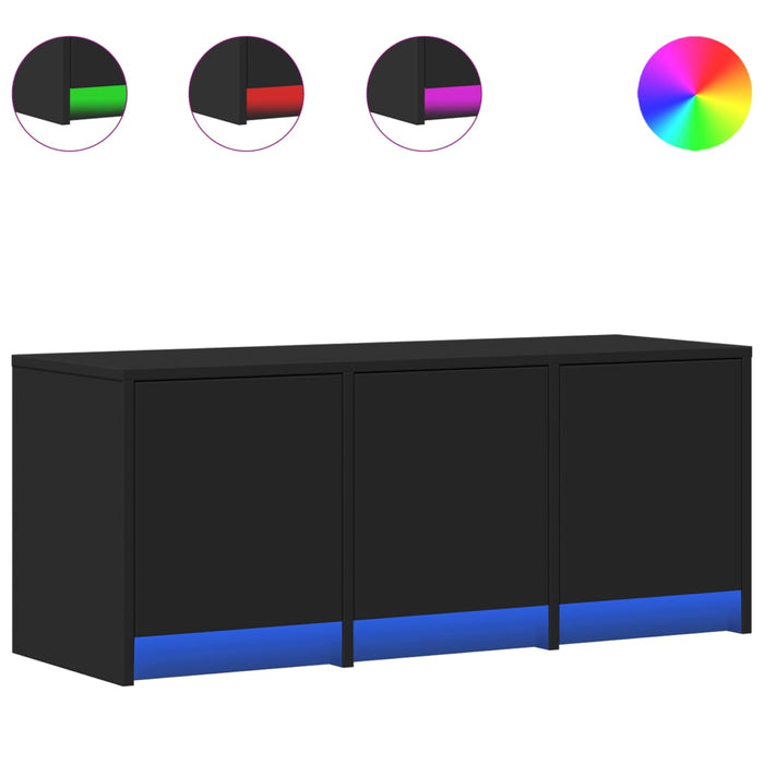 Тумба под телевизор со светодиодной подсветкой, черная, 97x34x40 см, инженерная древесина