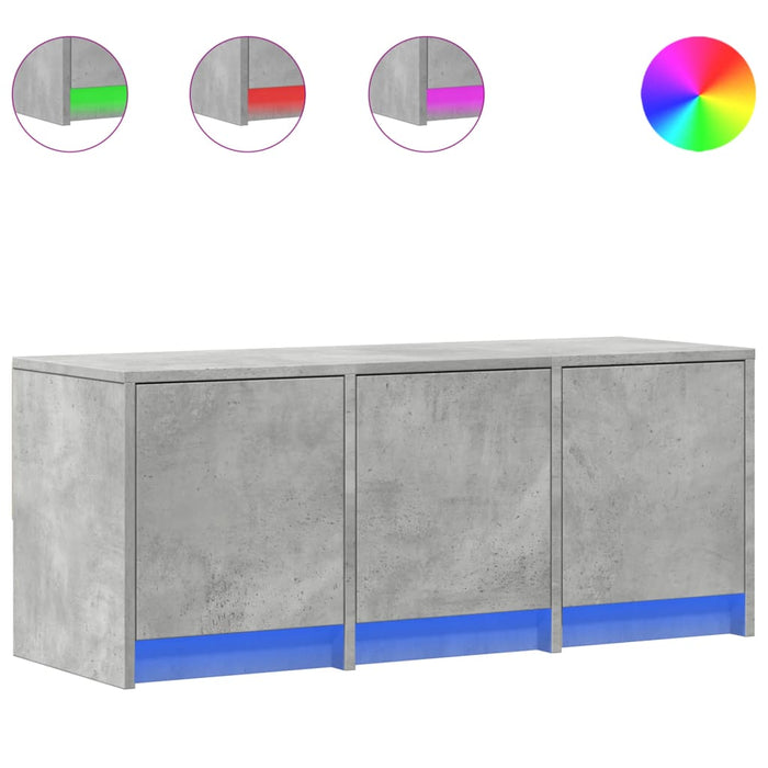 Тумба под телевизор со светодиодной подсветкой, цвет серый бетон, 97x34x40 см, инженерная древесина