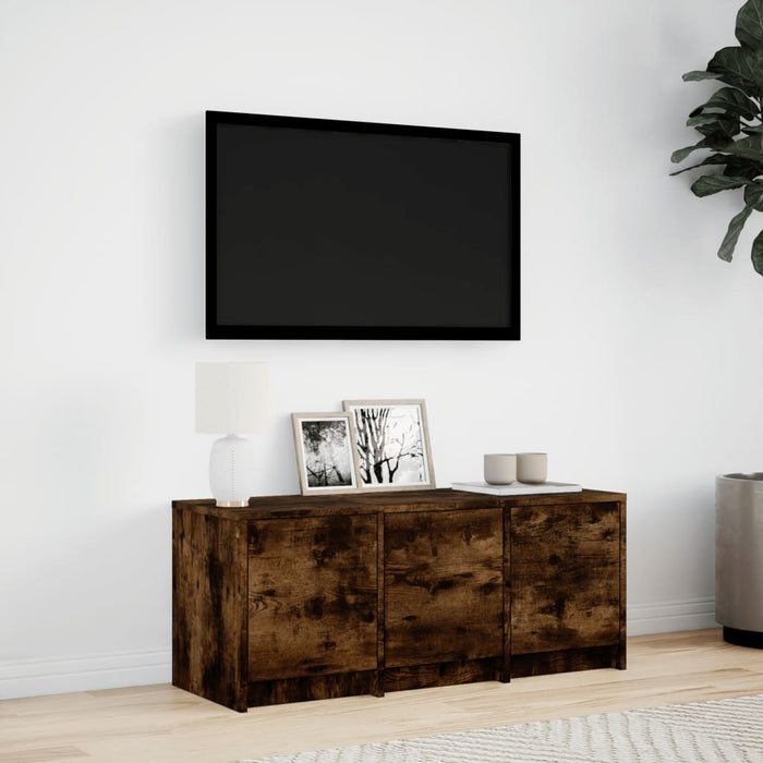 Тумба под телевизор со светодиодной подсветкой Smoked Oak 97x34x40 см Инженерная древесина