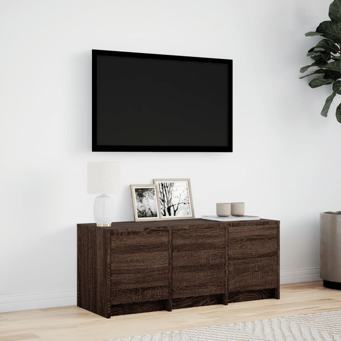 Тумба под телевизор со светодиодной подсветкой Brown Oak 97x34x40 см Инженерная древесина