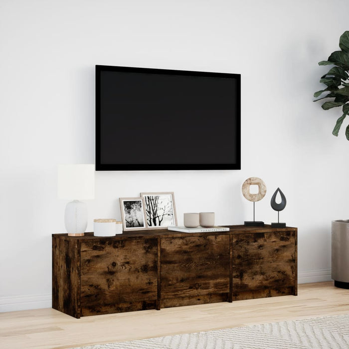 Тумба под телевизор со светодиодной подсветкой Smoked Oak 140x34x40 см Инженерная древесина