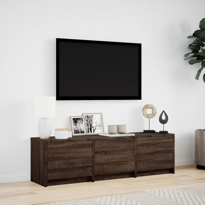 Тумба под телевизор со светодиодной подсветкой Brown Oak 140x34x40 см Инженерная древесина